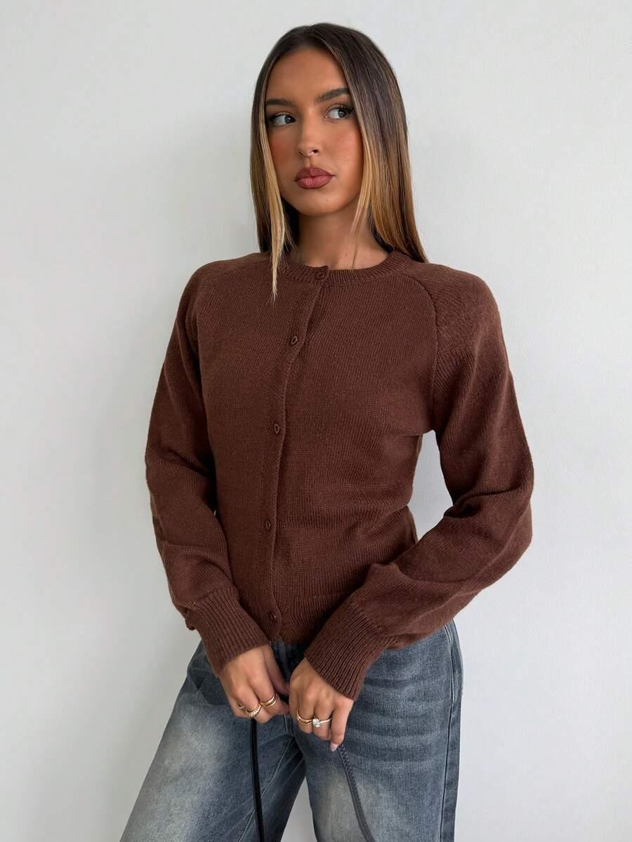 BRĄZOWY SWETER KARDIGAN 
