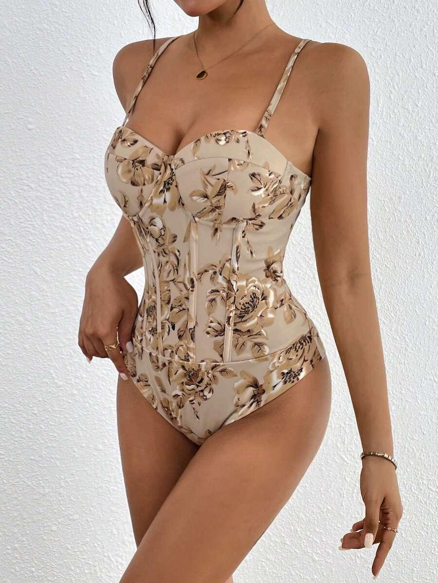 body w kwiatowy wzór