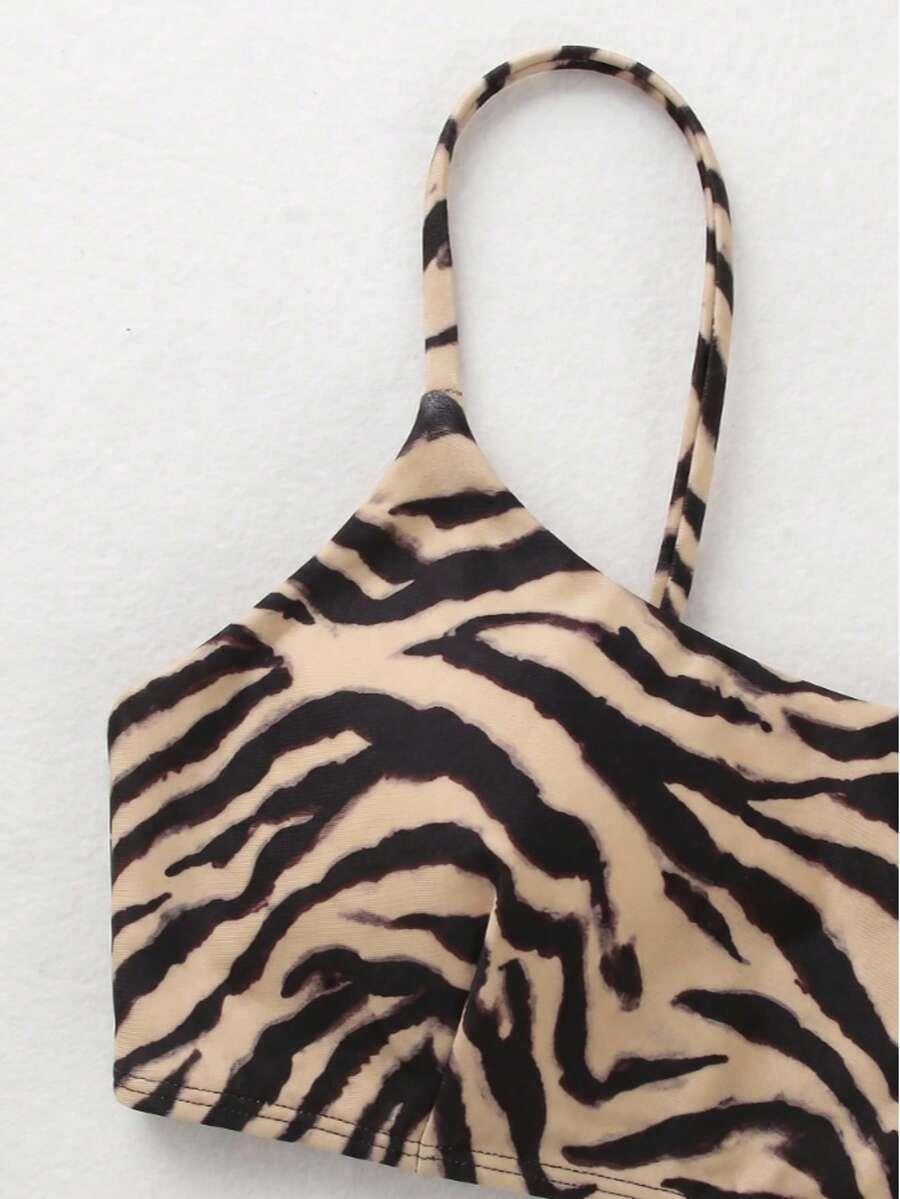 dwuczęściowy strój kąpielowy animal print