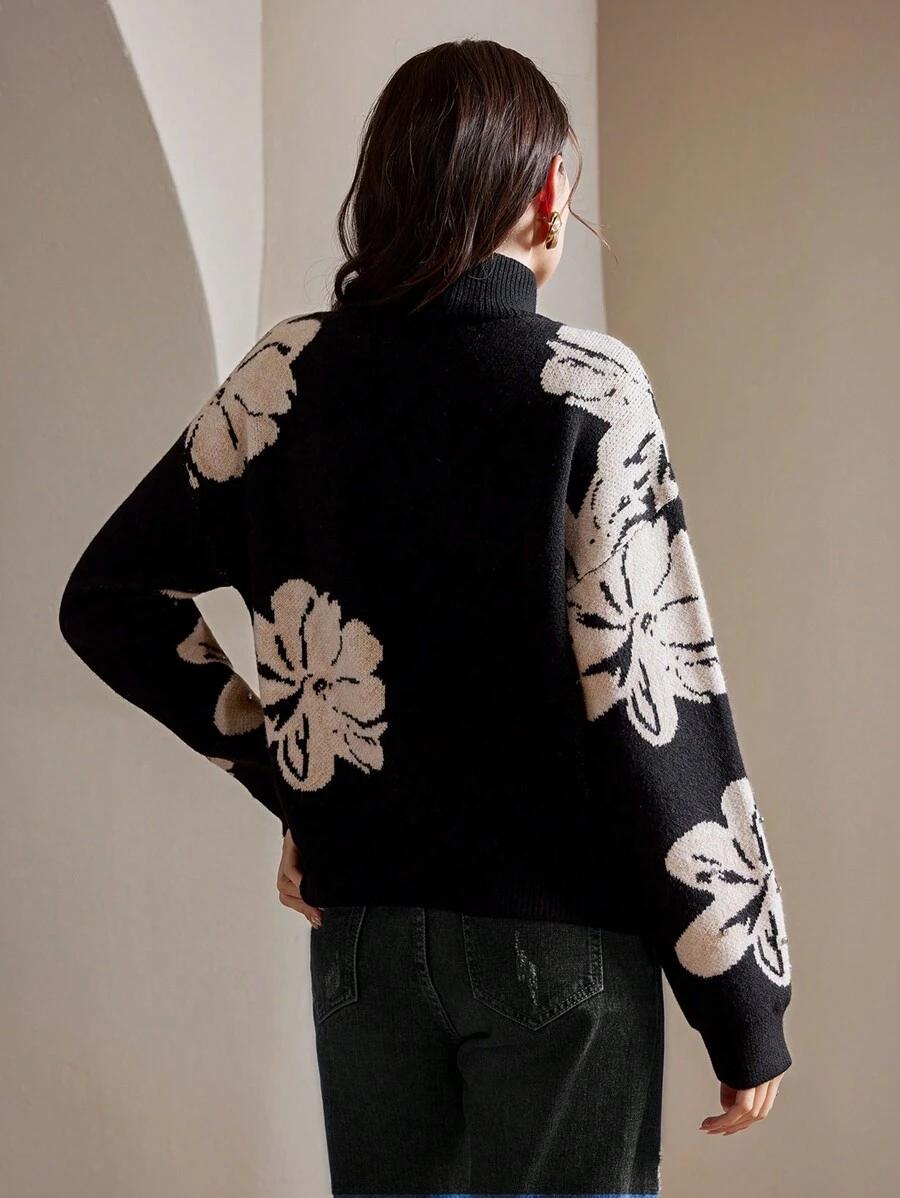 sweter kwiaty zdobienia