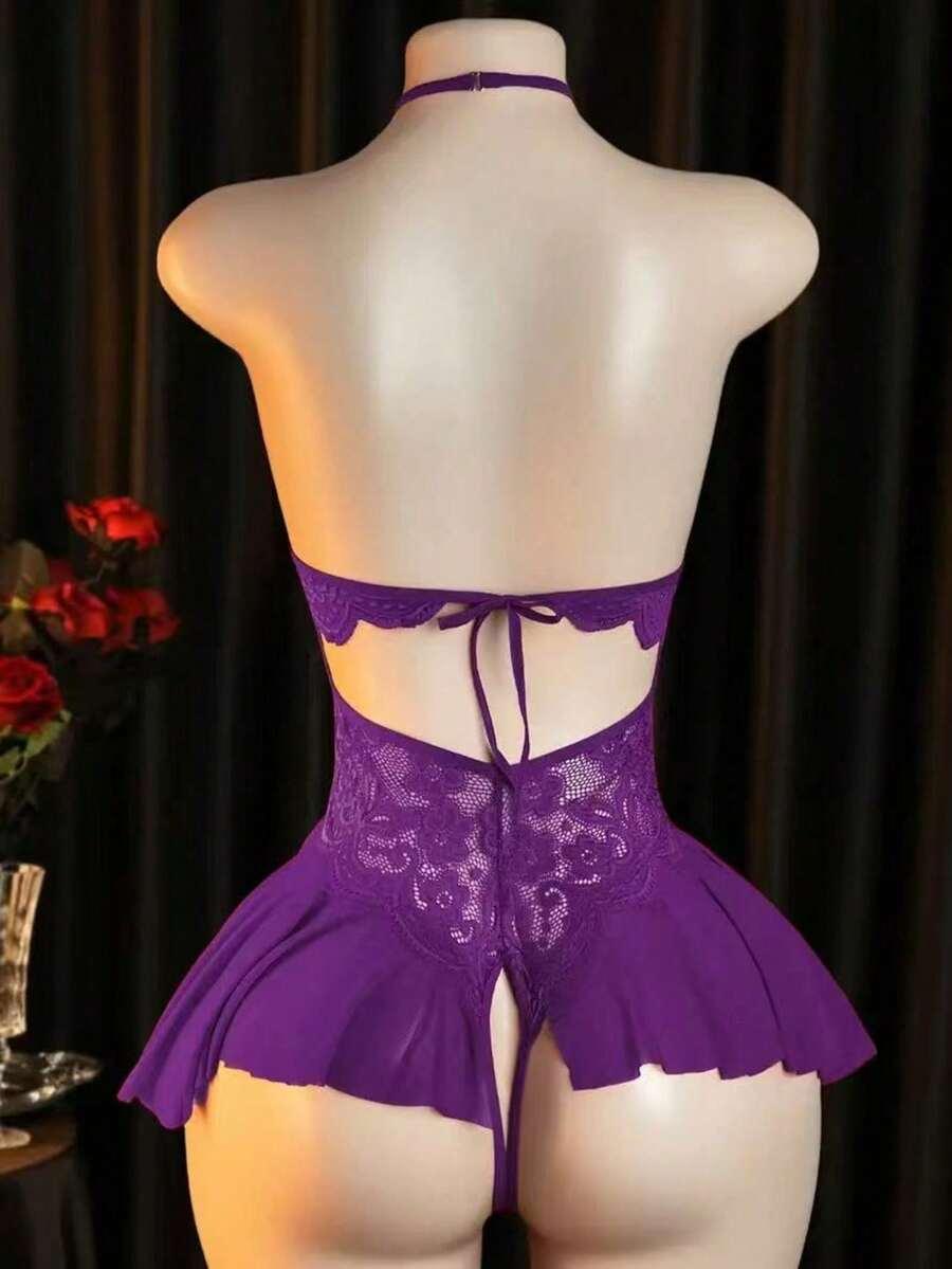 FIOLETOWE BODY KORONKA