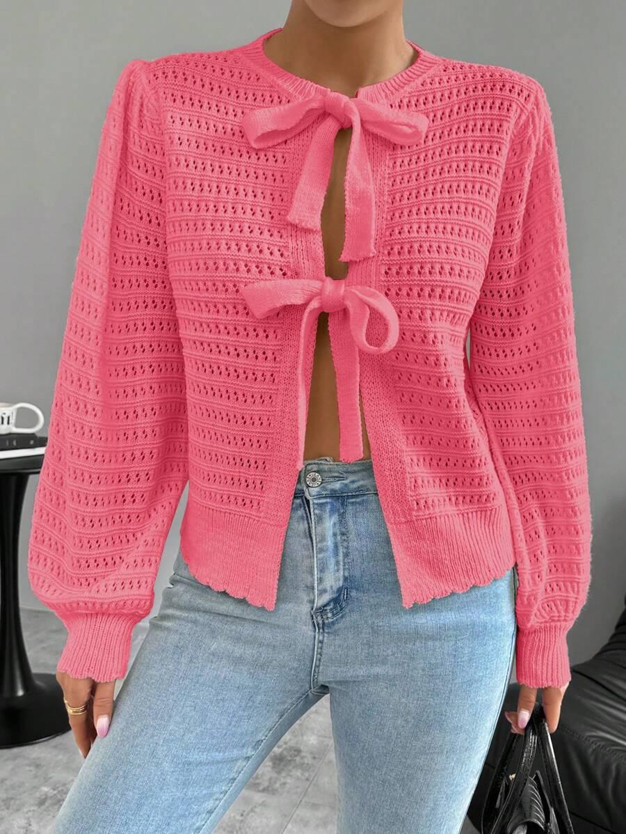różowy sweter wiązanie
