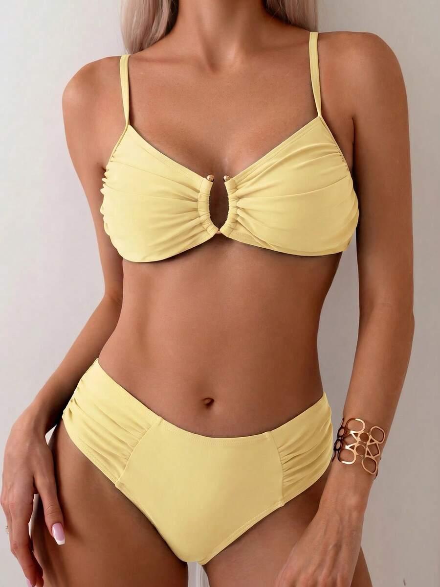 ŻÓŁTY DWUCZĘŚCIOWY KOSTIUM KĄPIELOWY