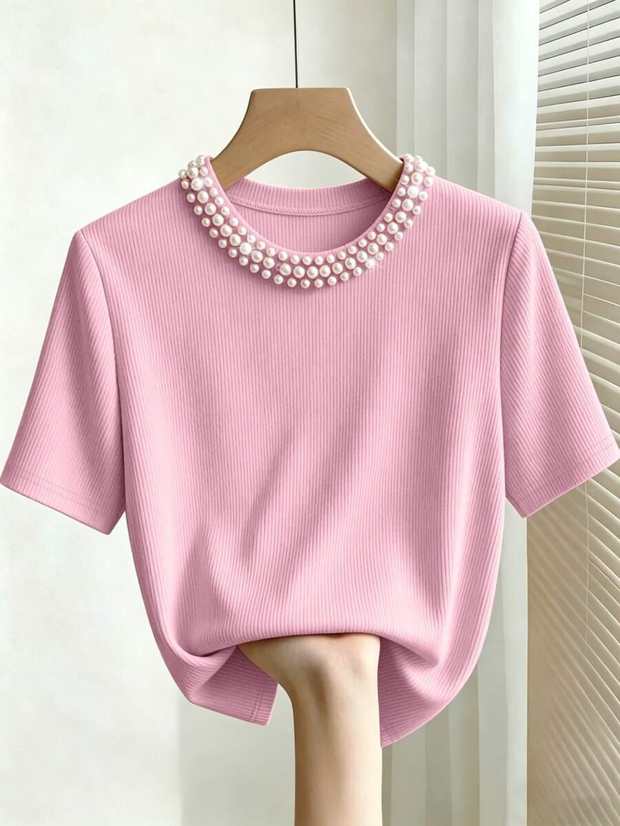 RÓŻOWY T-SHIRT zdobienie