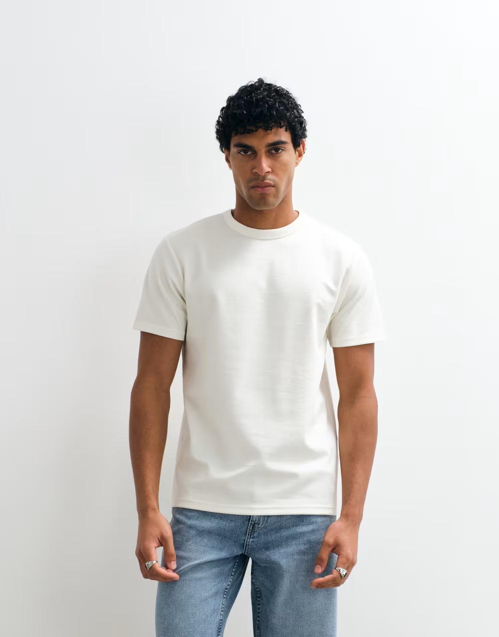 kremowy t-shirt basic