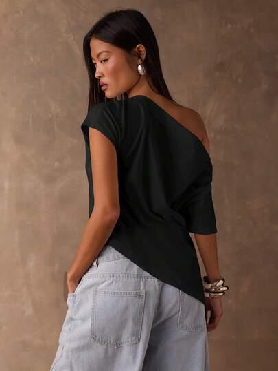 CZARNY TOP ASYMETRIA 