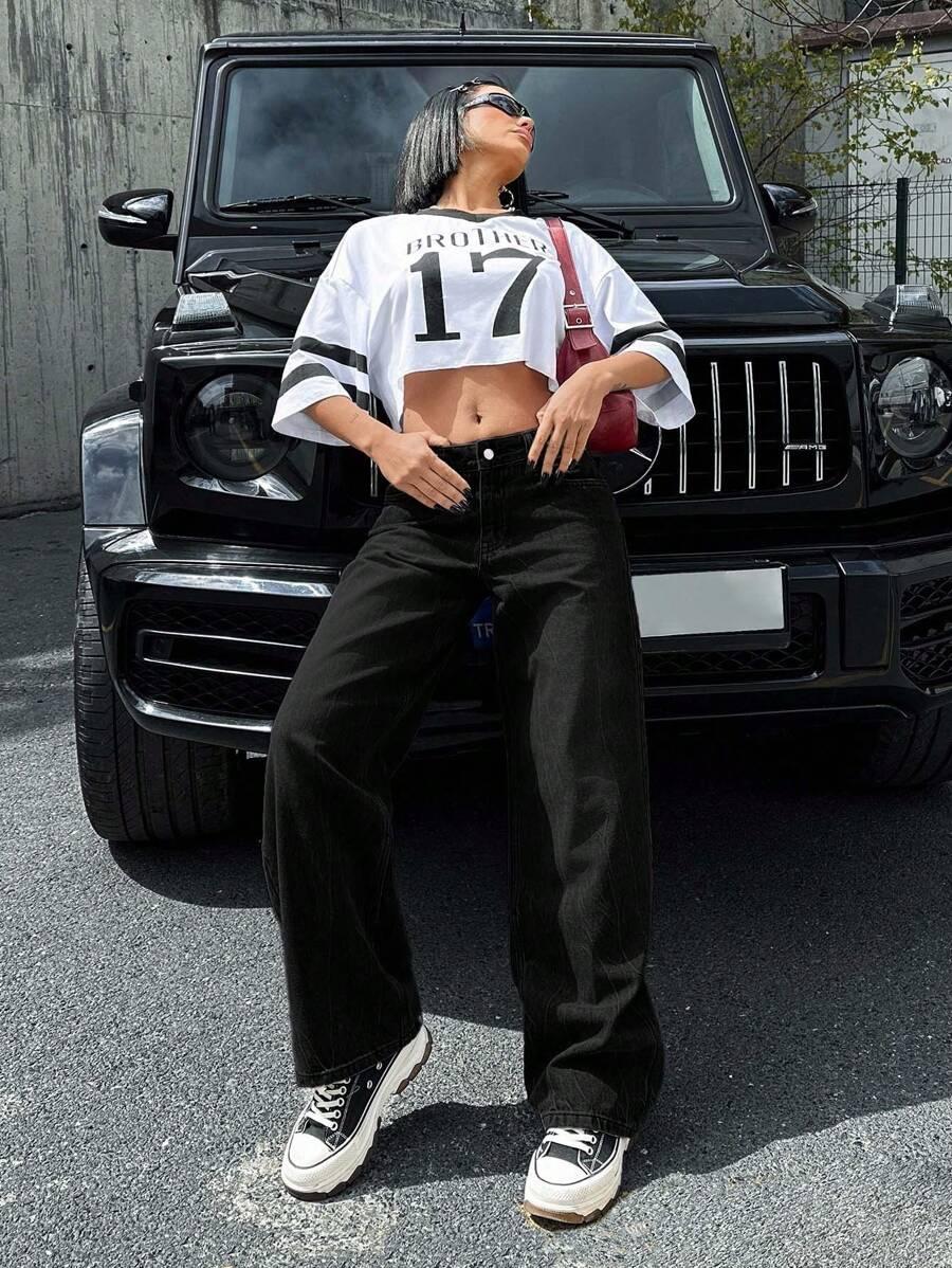CZARNE SPODNIE JEANS