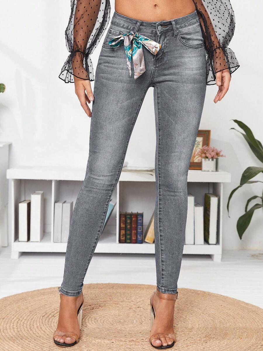 SZARE SPODNIE JEANS RURKI