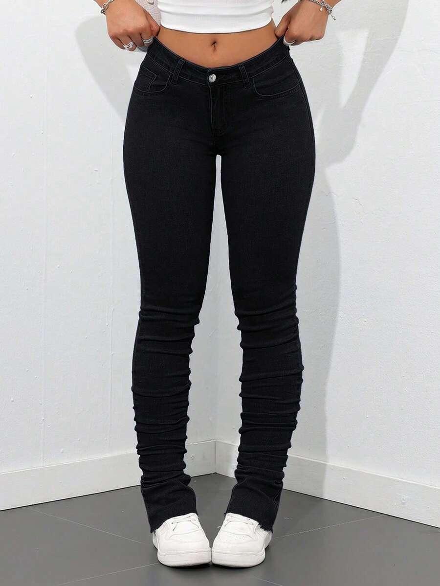 CZARNE SPODNIE JEANS