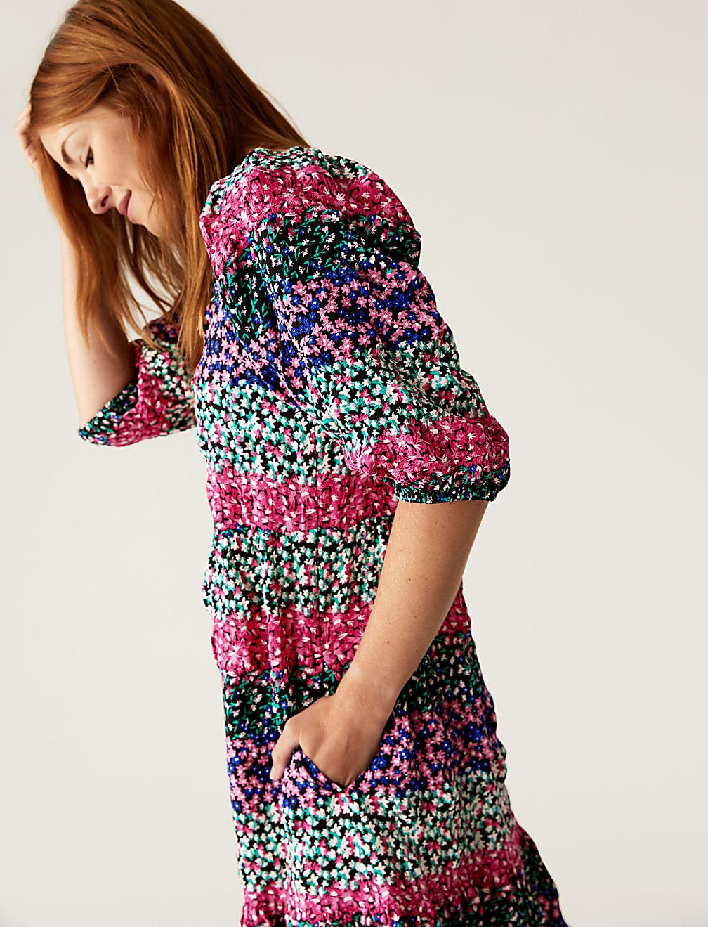 SUKIENKA PRINT KWIATY T42-7299-ZZ