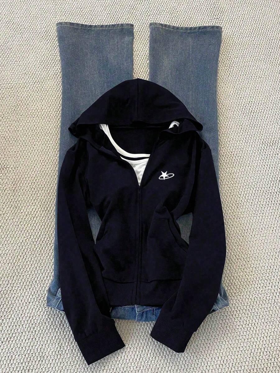 granatowa bluza z kapturem 
