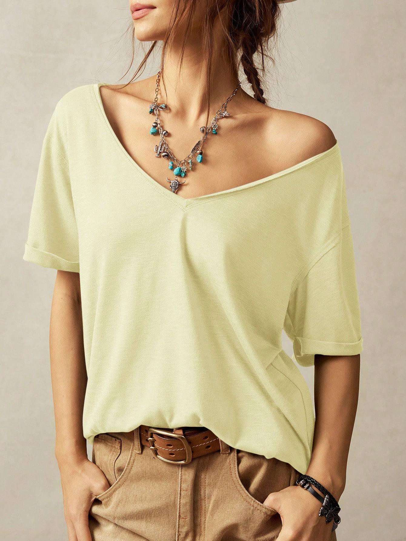 T-SHIRT DAMSKI V-DEKOLT REGULAR