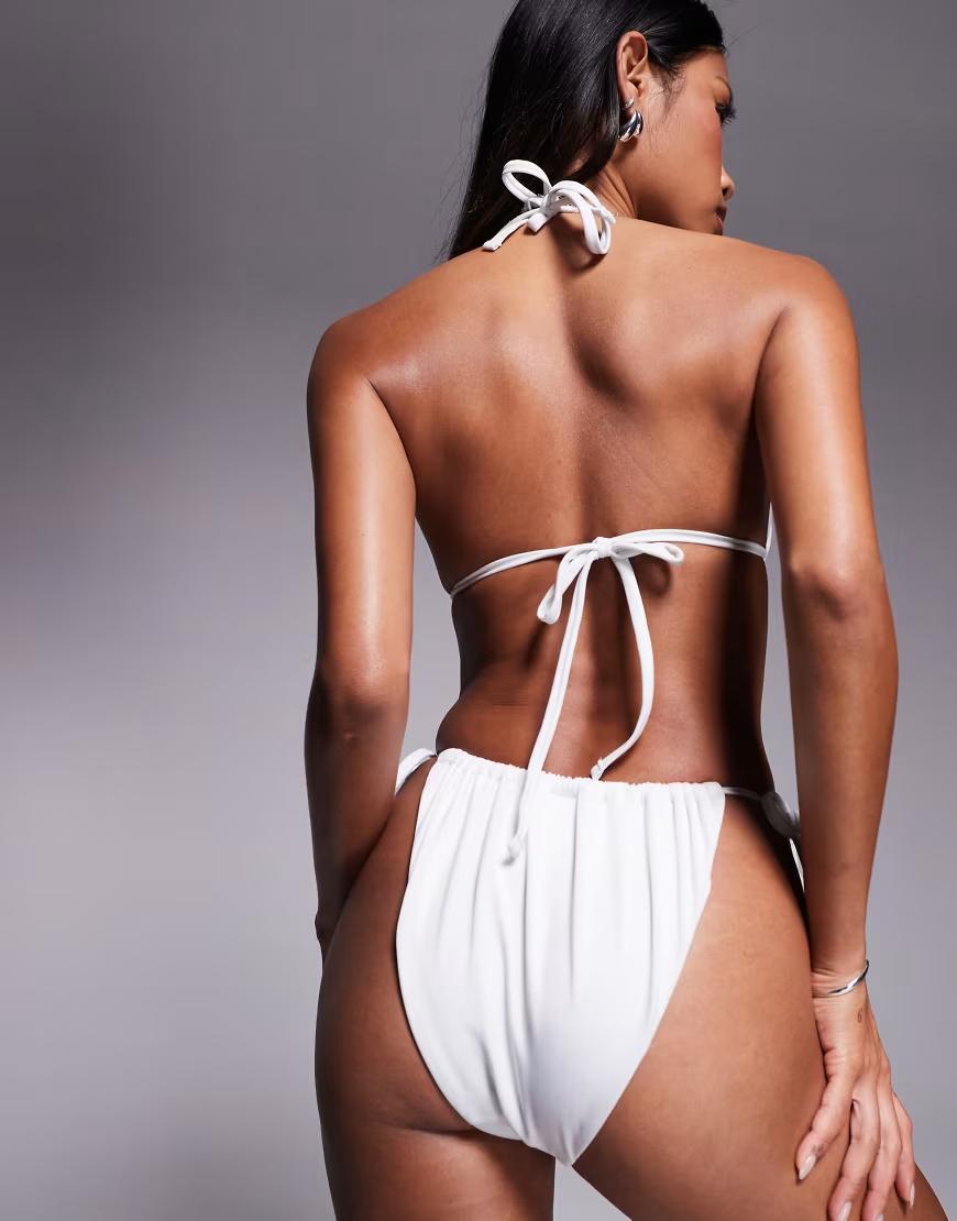 BIAŁY DÓŁ OD BIKINI WIĄZANIE