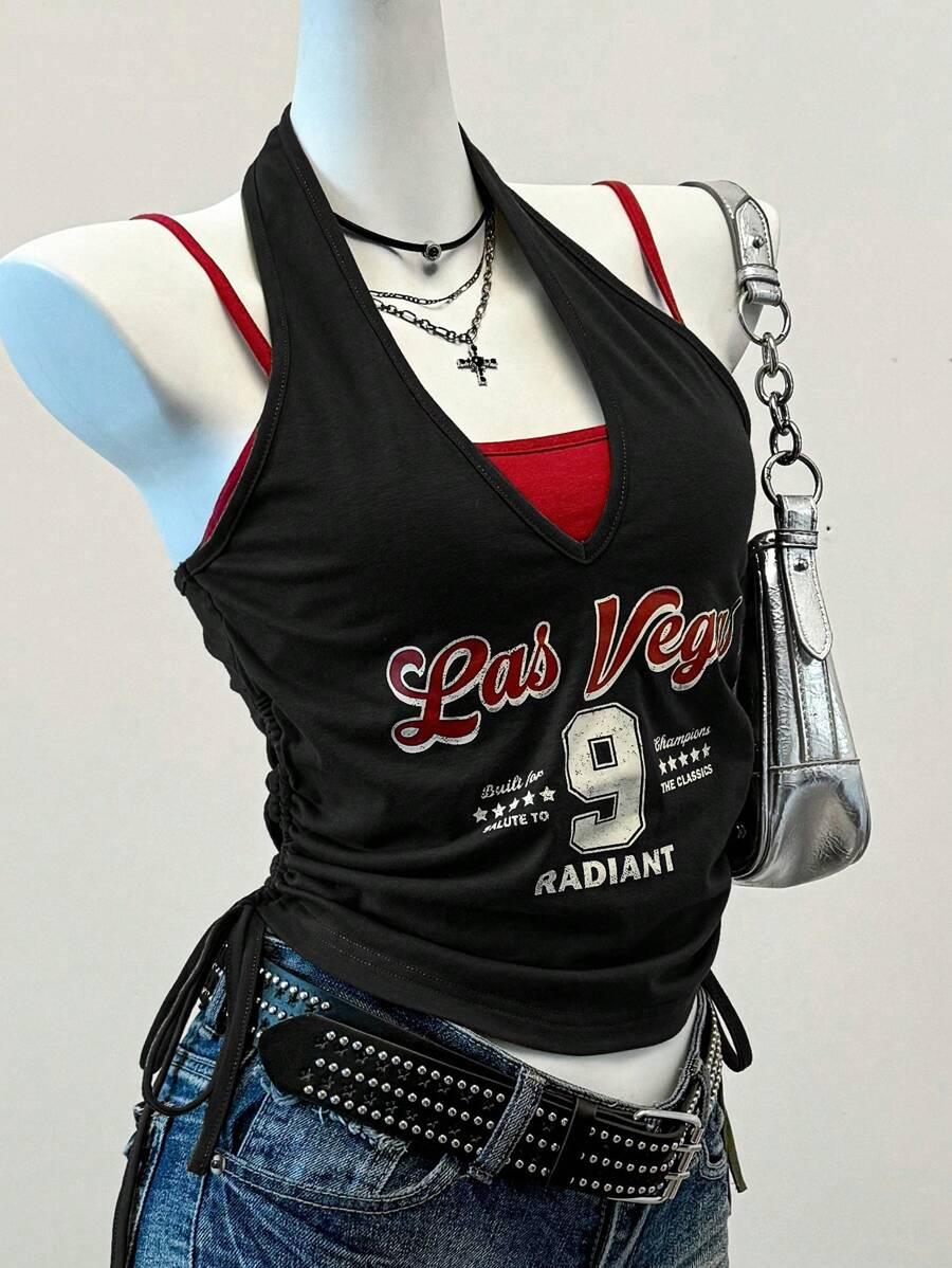 CZARNY TOP PRINT