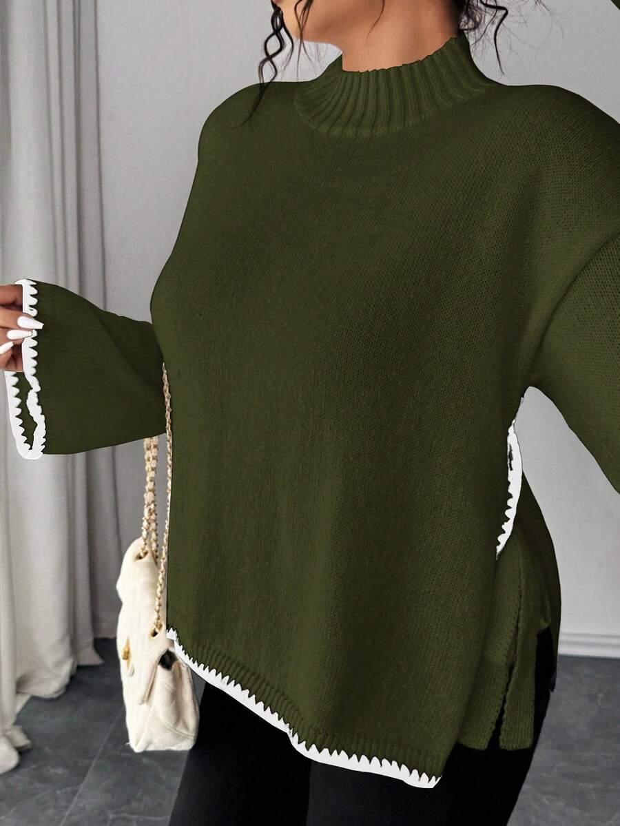 zielony sweter wiązanie