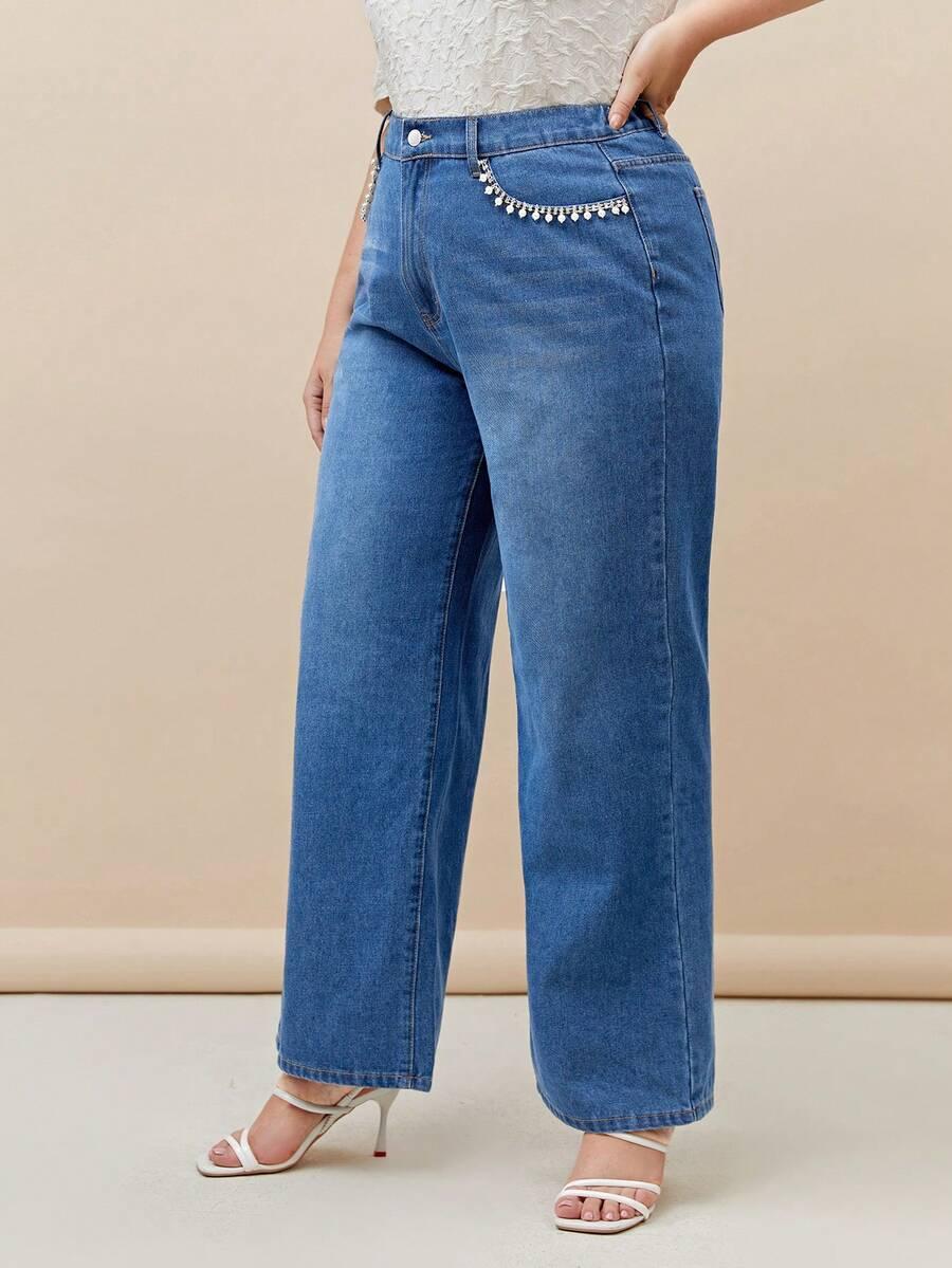 spodnie jeans zdobienie