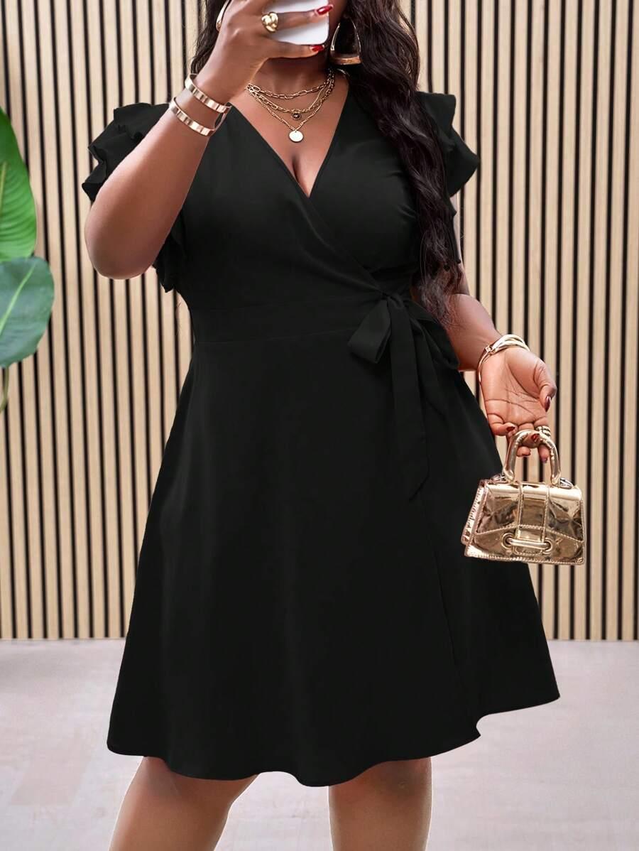 CZARNA SUKIENKA V-NECK