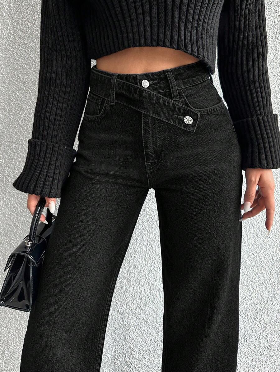 CZARNE SPODNIE JEANS 