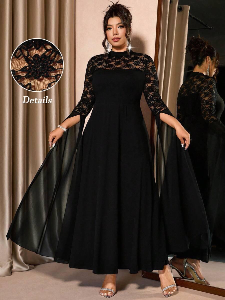 czarna sukienka maxi koronka