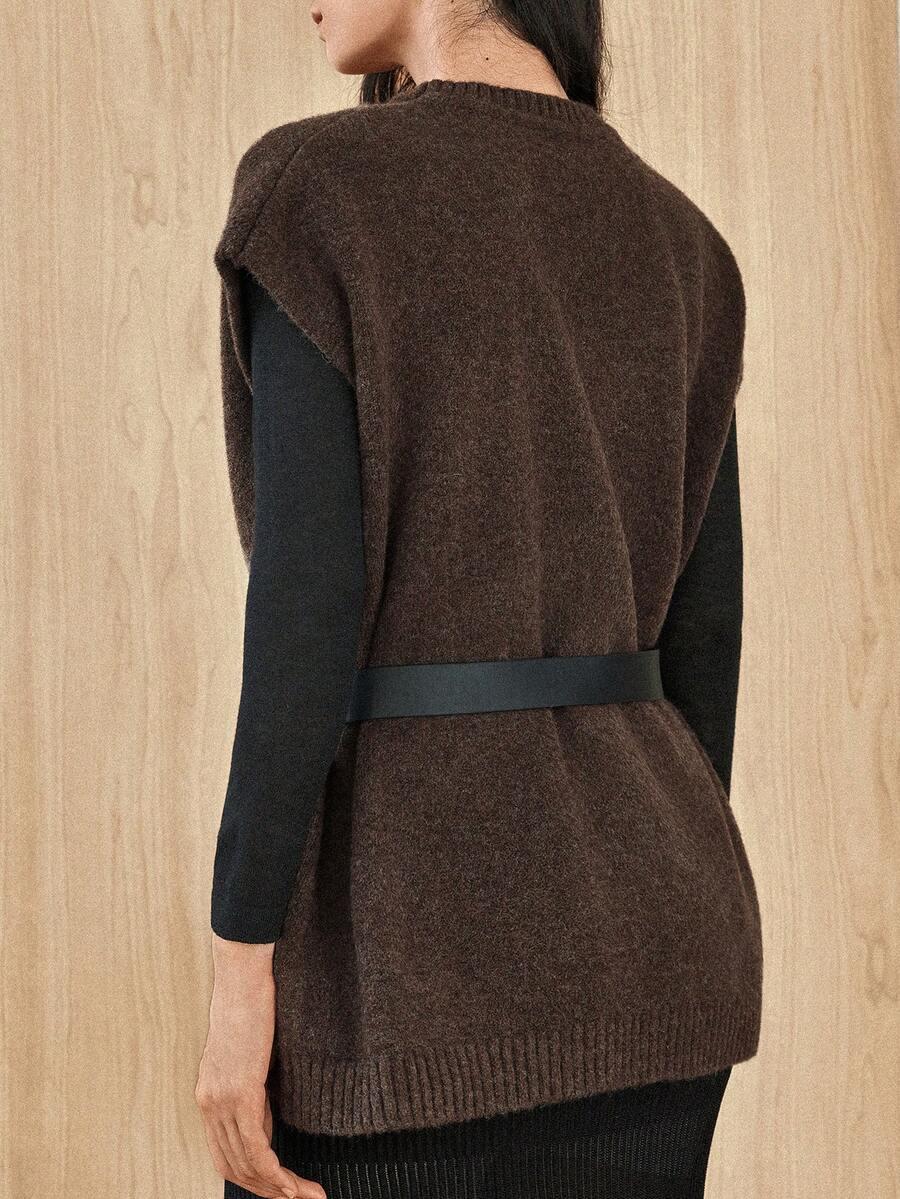 BRĄZOWA SWETER BEZ RĘKAWÓW