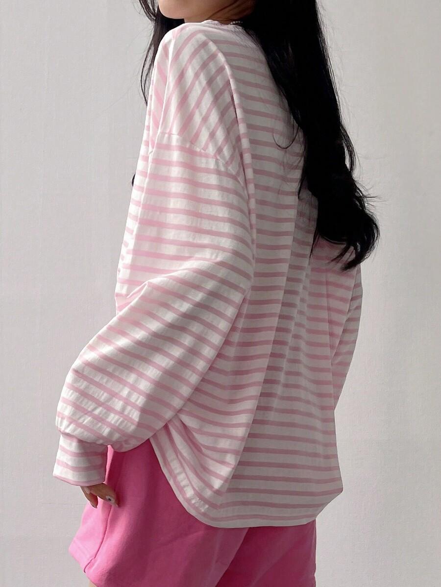 BLUZKA W PASKI OVERSIZE 
