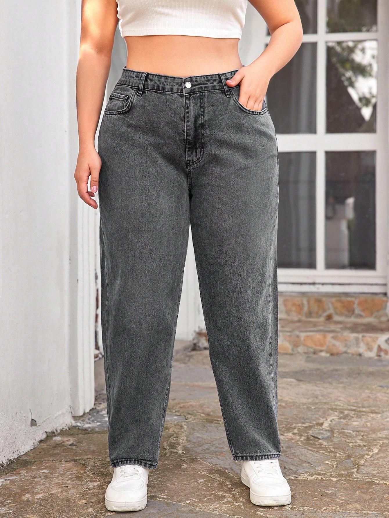 szare spodnie wysoki stan jeans