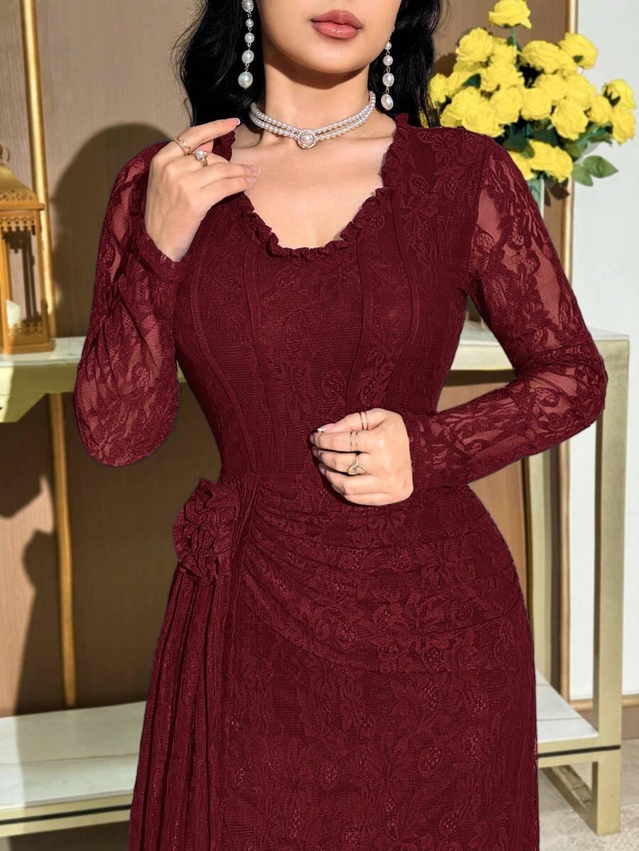 bordowa maxi sukienka 