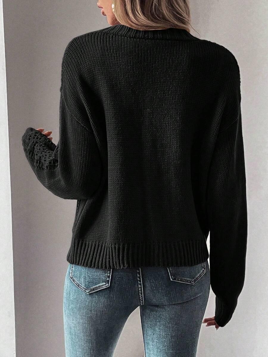 CZARNY sweter GUZIKI