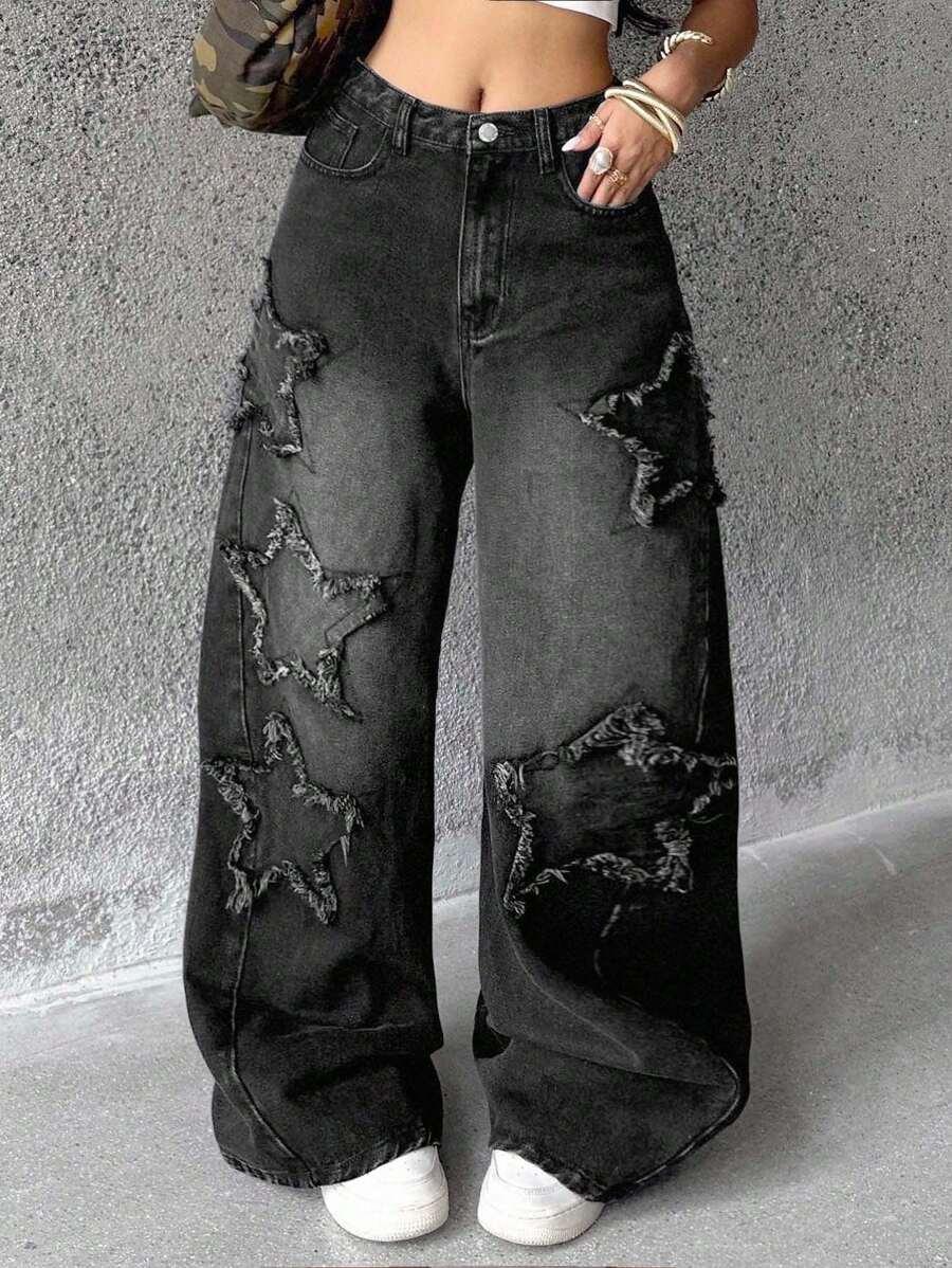CZARNE SPODNIE JEANS