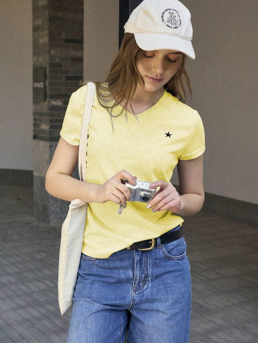 żółty t-shirt v neck