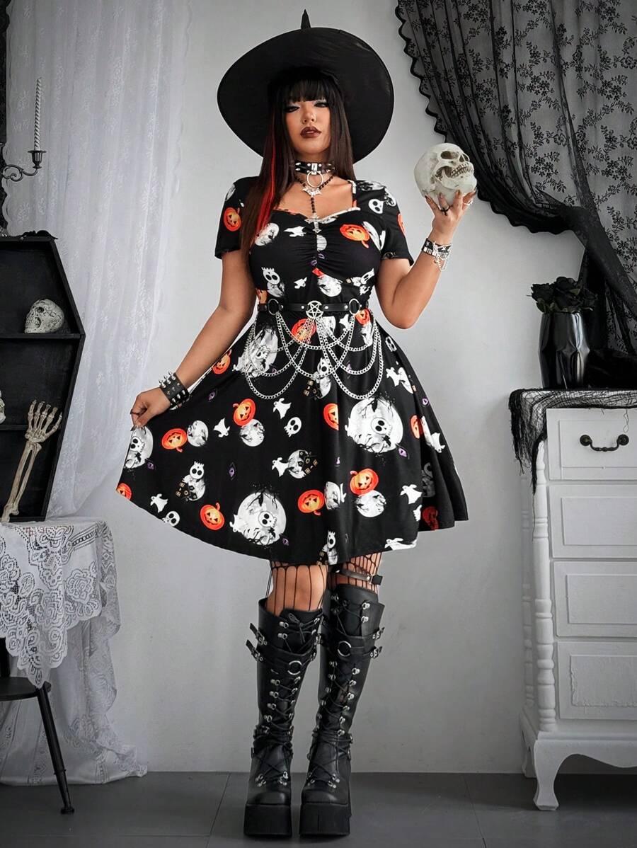 SUKIENKA ROZKLOSZOWANA Z MOTYWEM HALLOWEEN