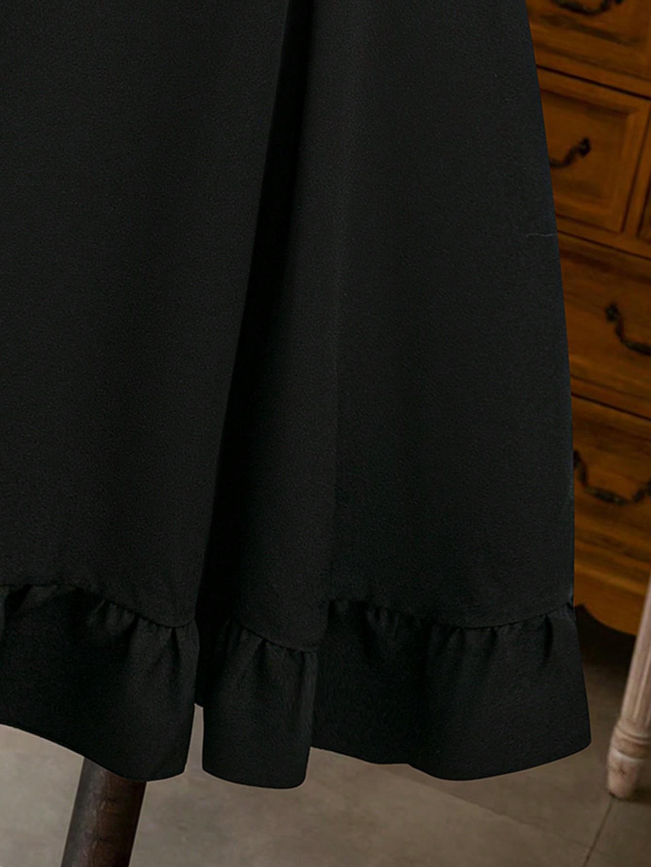 czarna spódnica maxi falbana