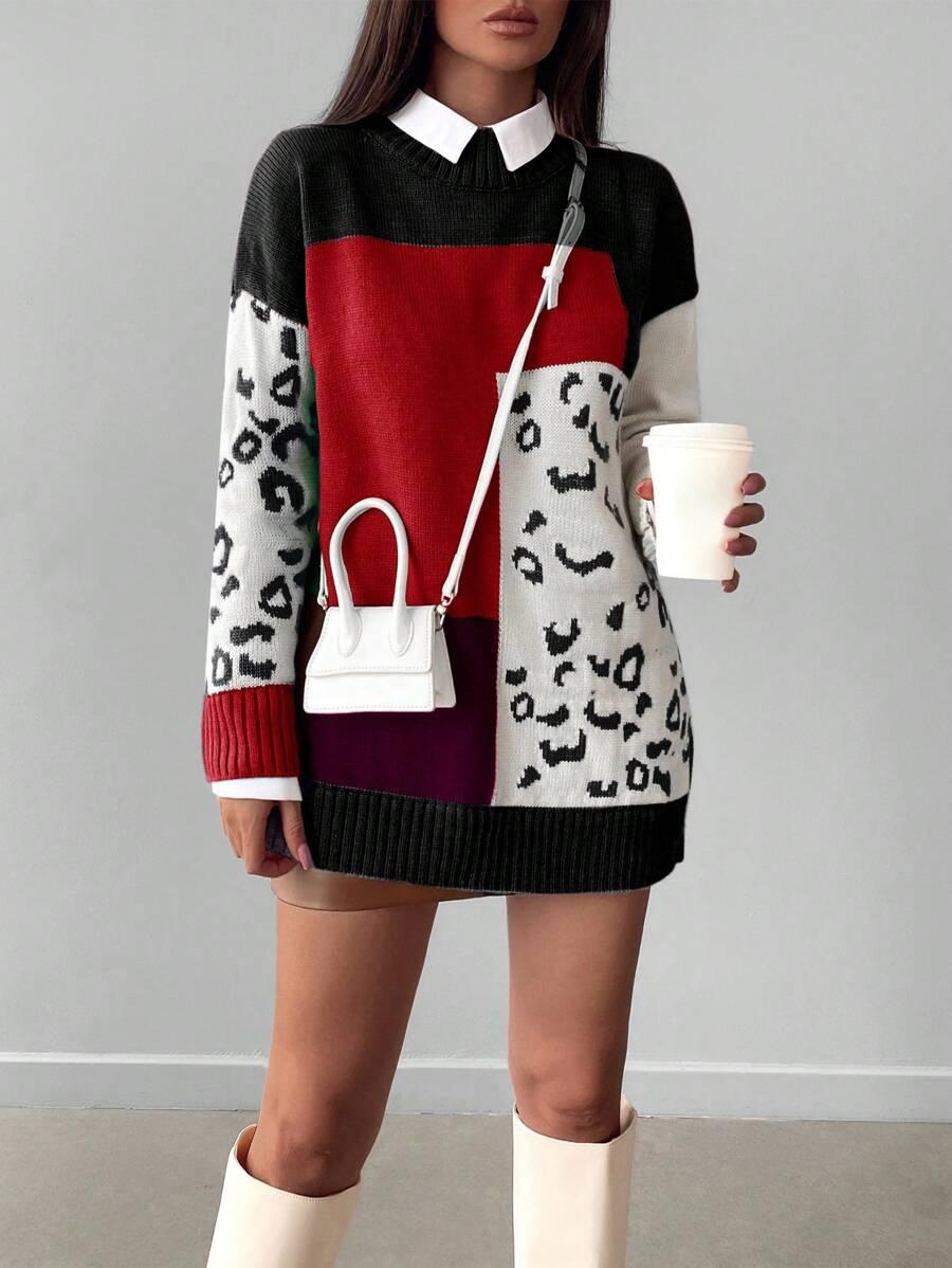 SWETER KONTRAST ANIMAL PRINT