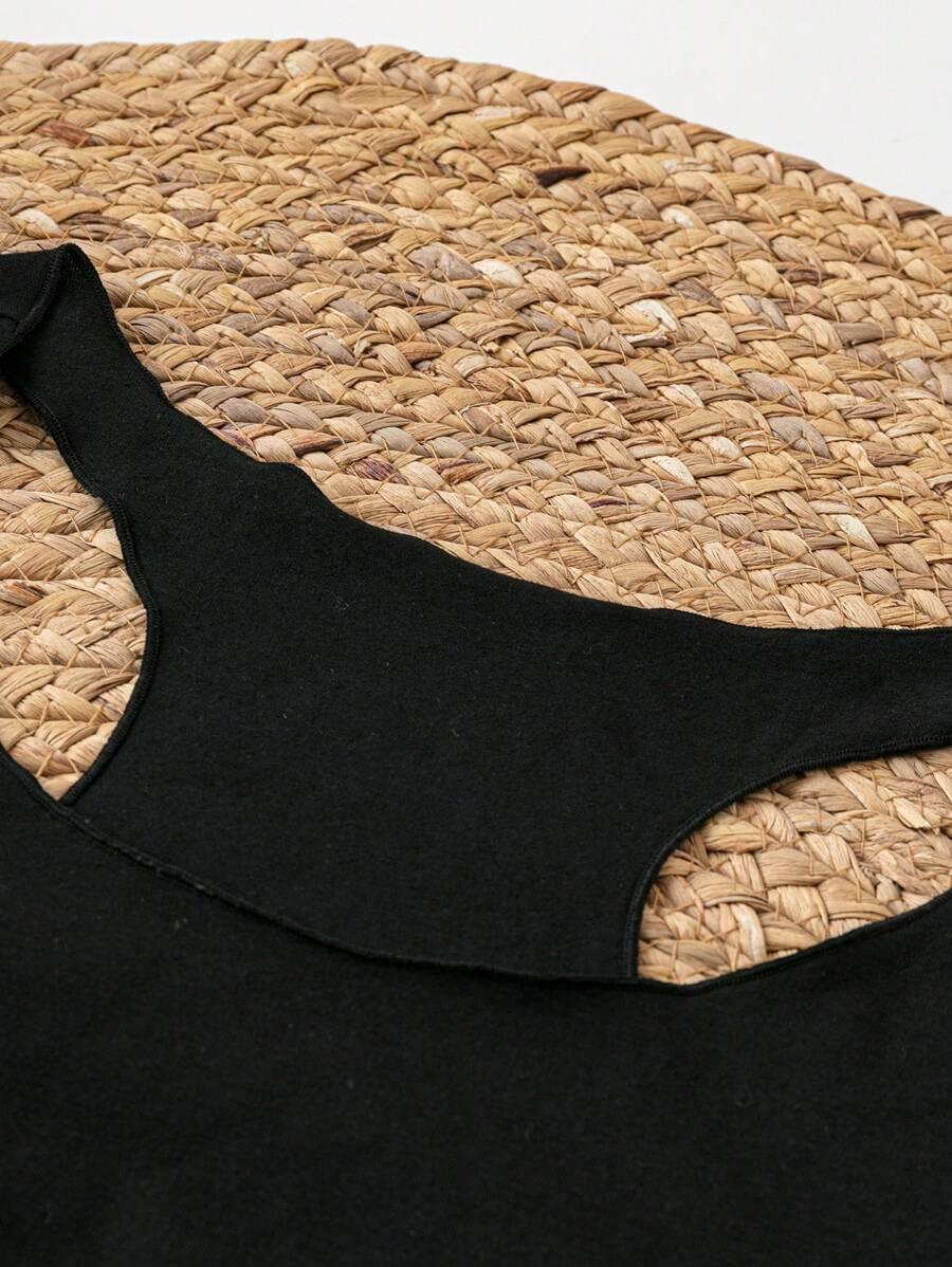 CZARNY TOP PRINT KOT