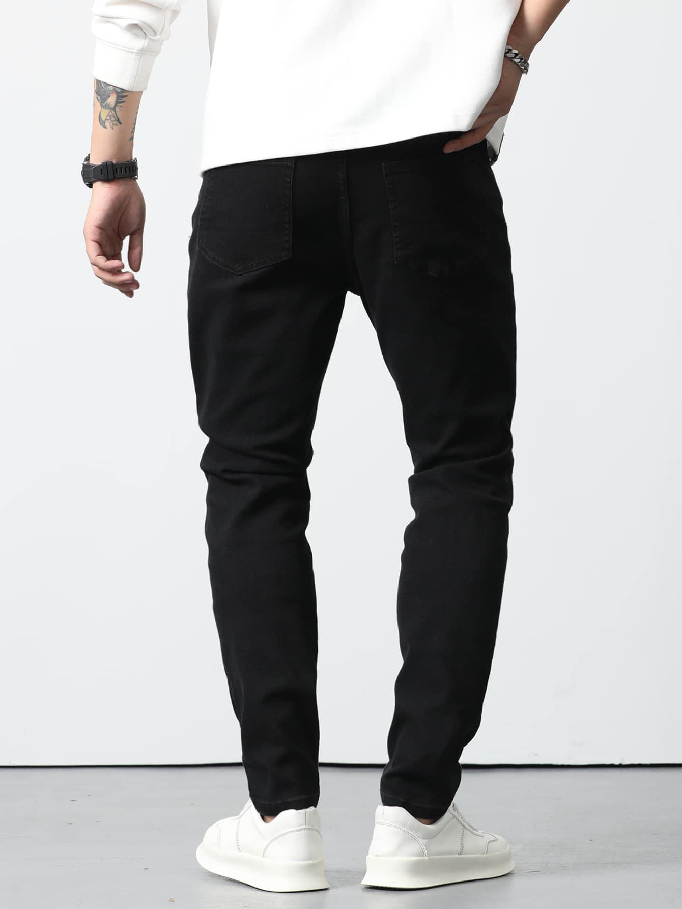 CZARNE SPODNIE JEANS KIESZENIE ZAMEK BASIC 