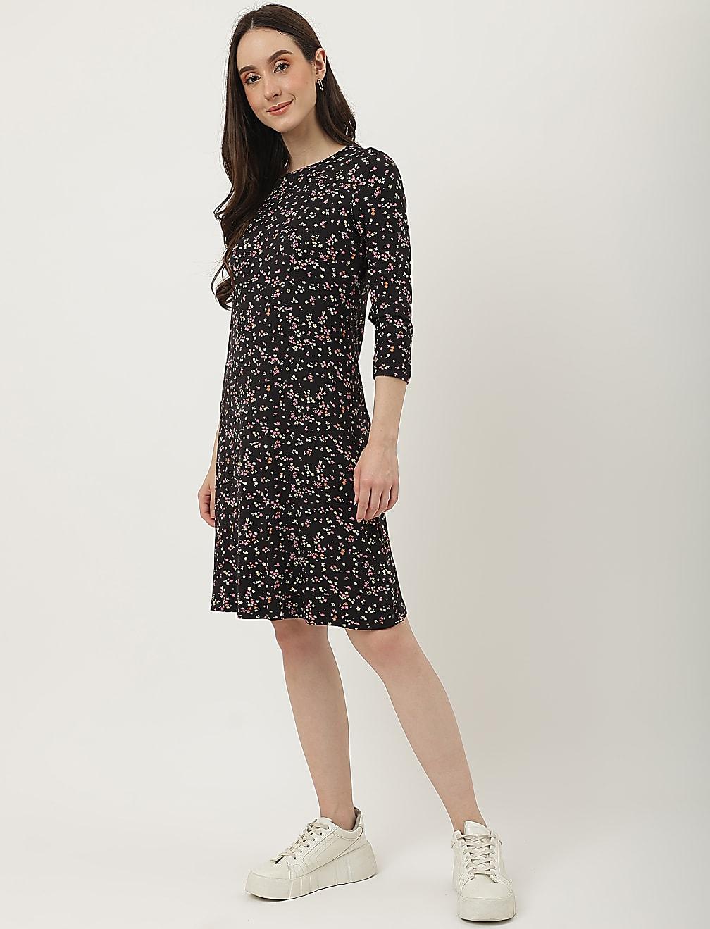 CZARNA SUKIENKA PRINT T42-6155K-Y4