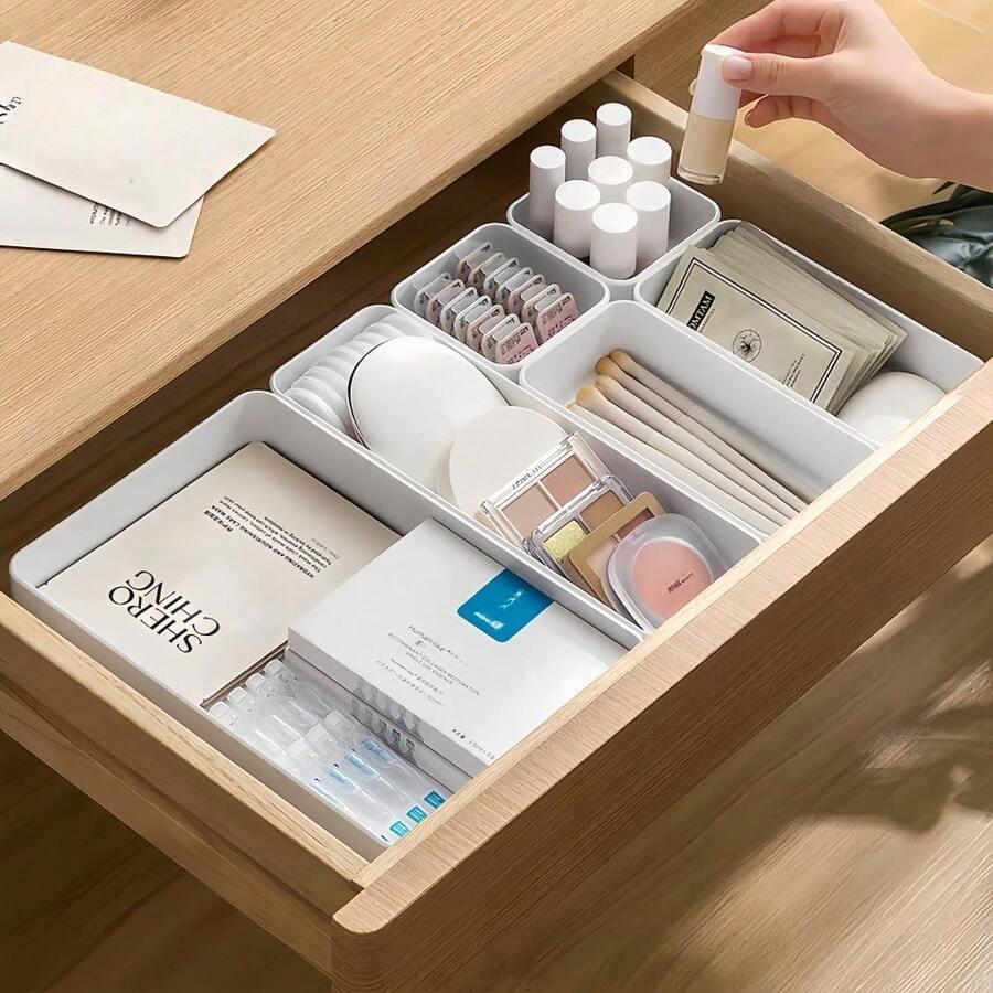 białe organizery do szuflady 4-pack