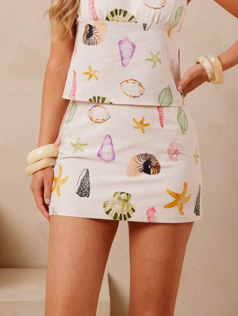 SPÓDNICA MINI ZE WZOREM 