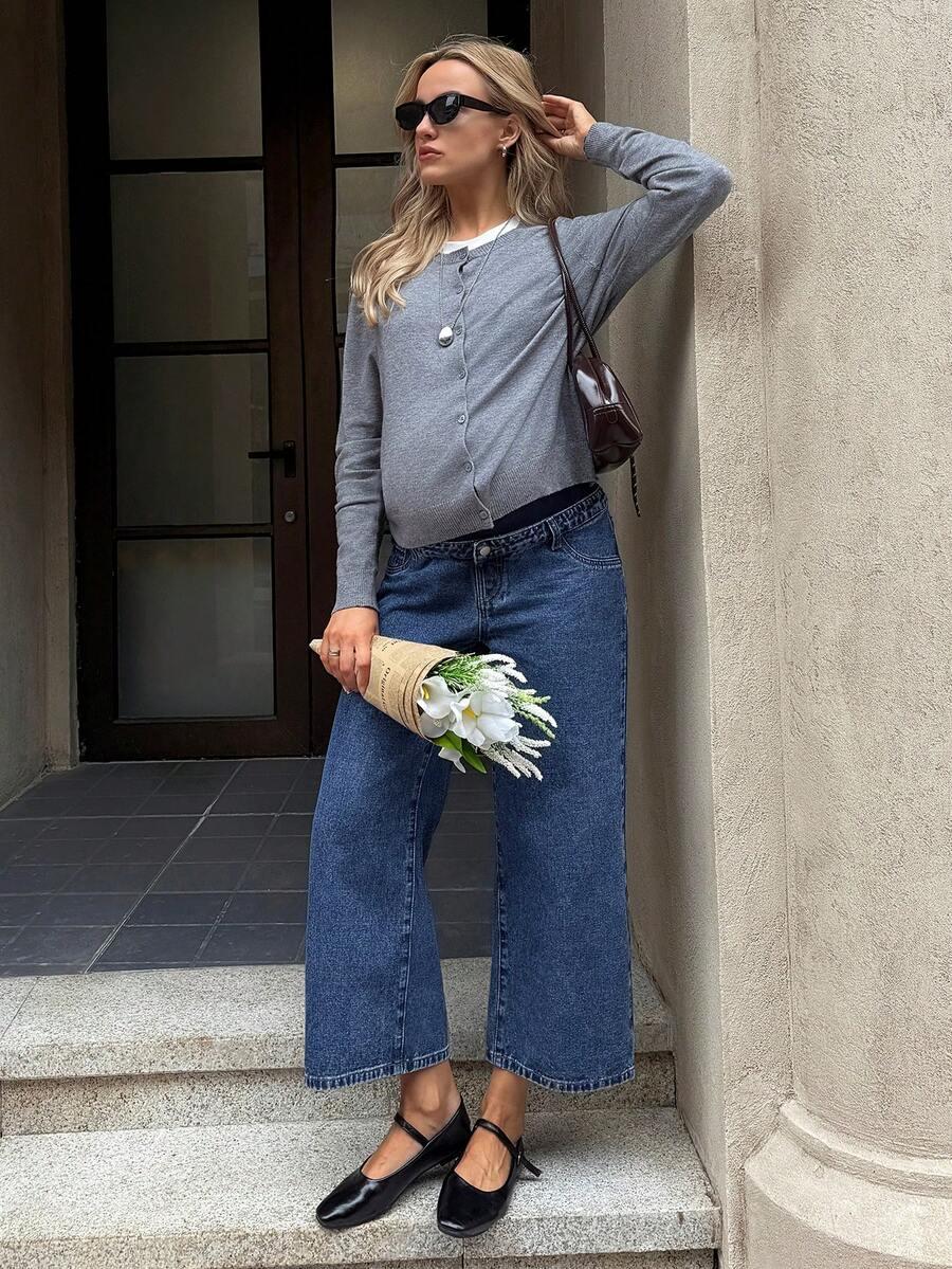 niebieskie ciążowe spodnie jeans