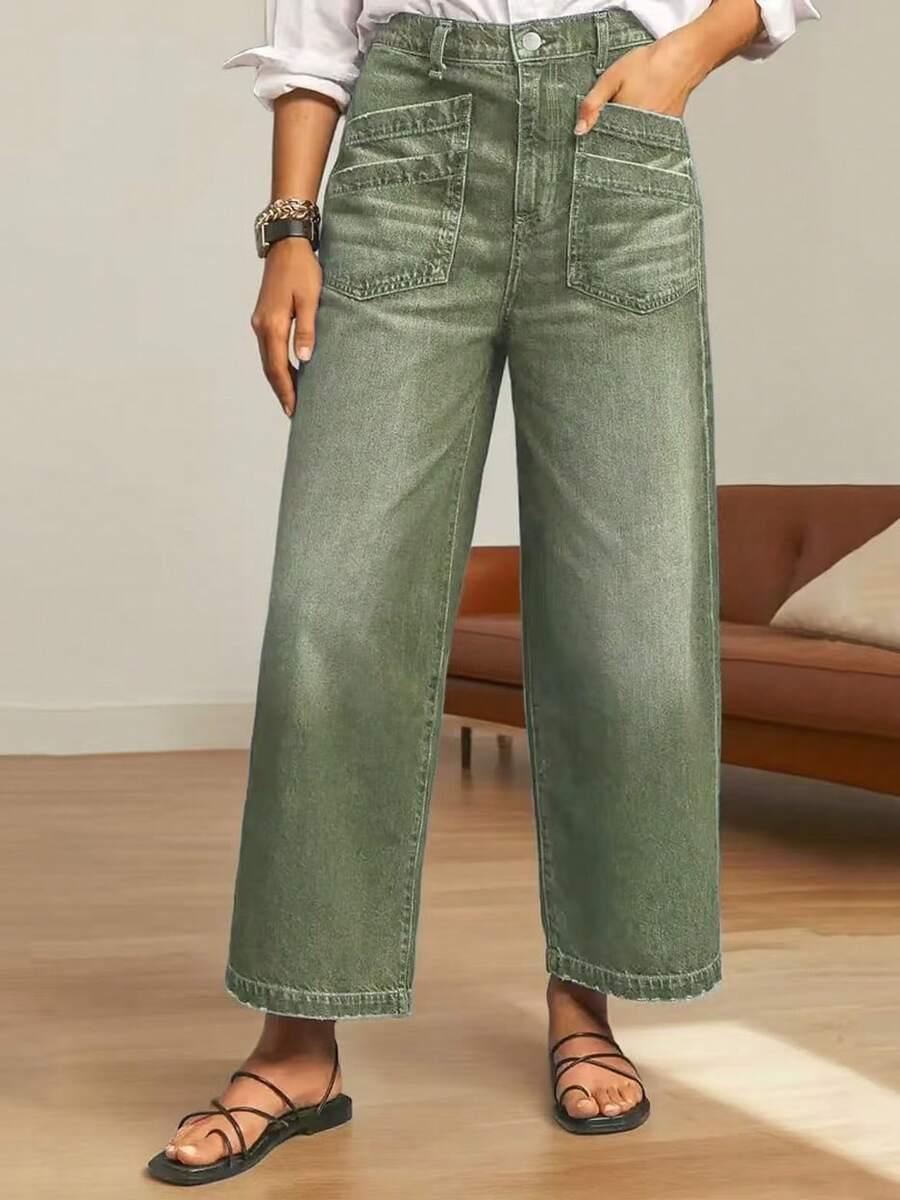 SPODNIE JEANSY DAMSKIE REGULAR WYSOKI STAN BAWEŁNA