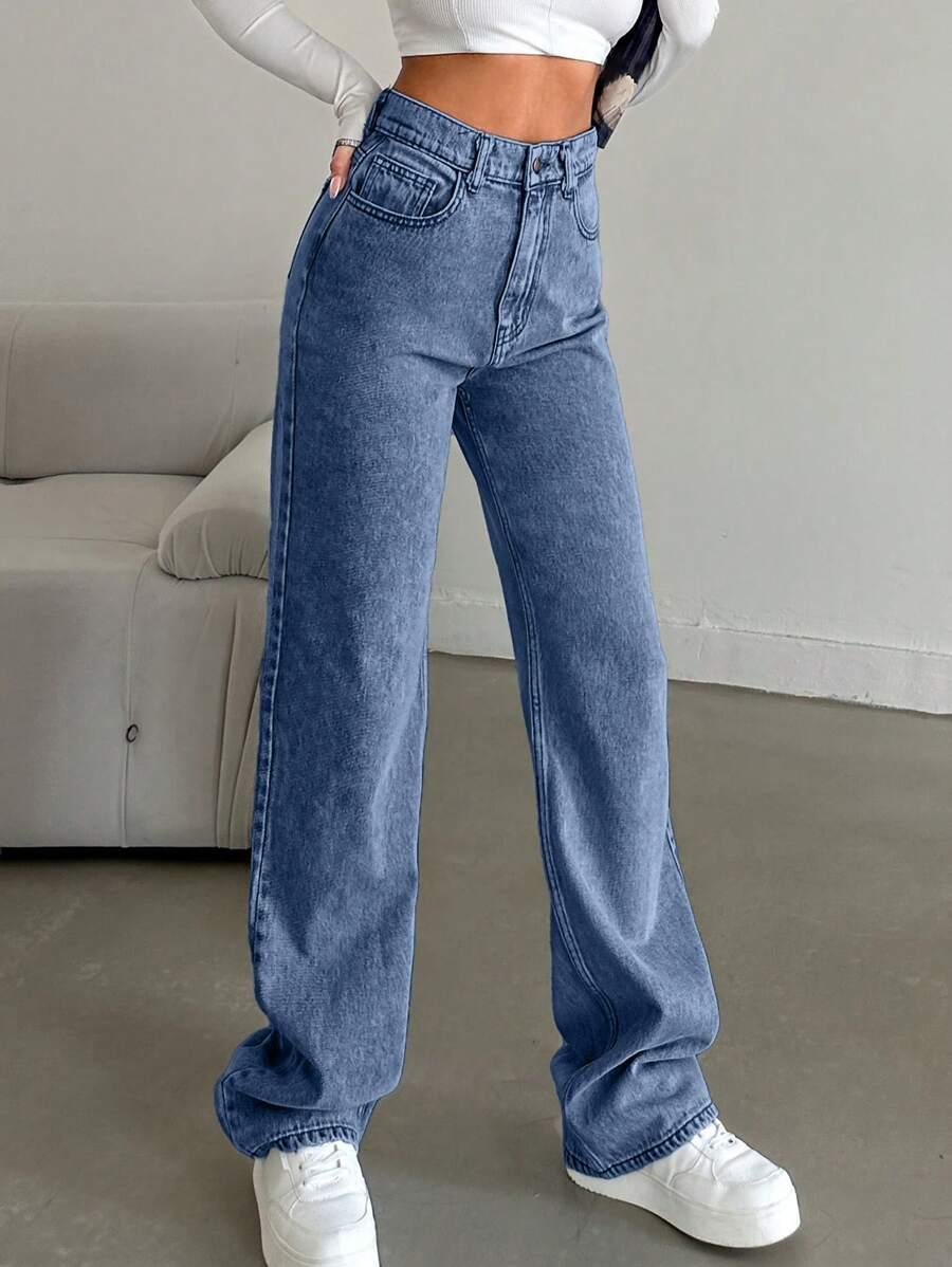 NIEBIESKIE SPODNIE JEANS WYSOKI STAN
