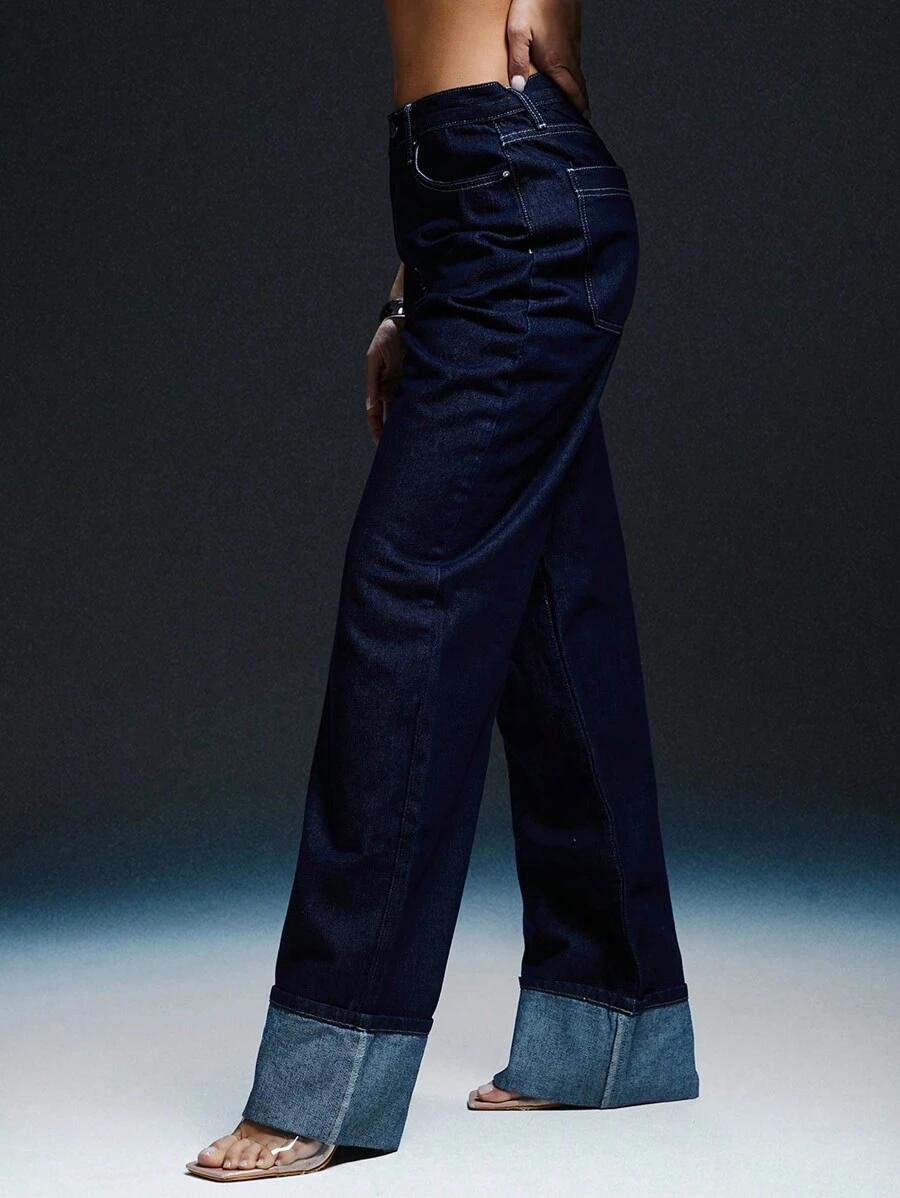 GRANATOWE SPODNIE JEANS