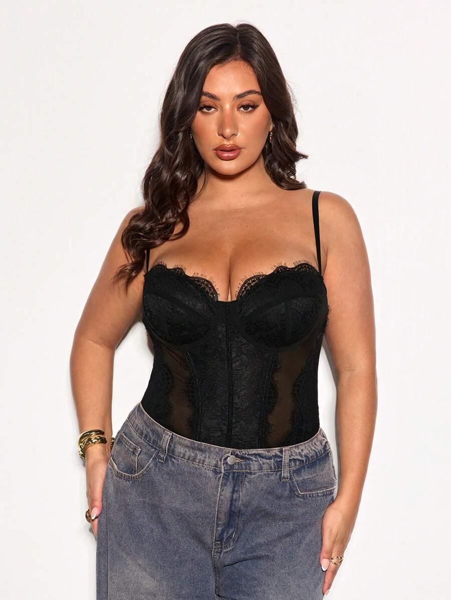 CZARNE KORONKOWE BODY