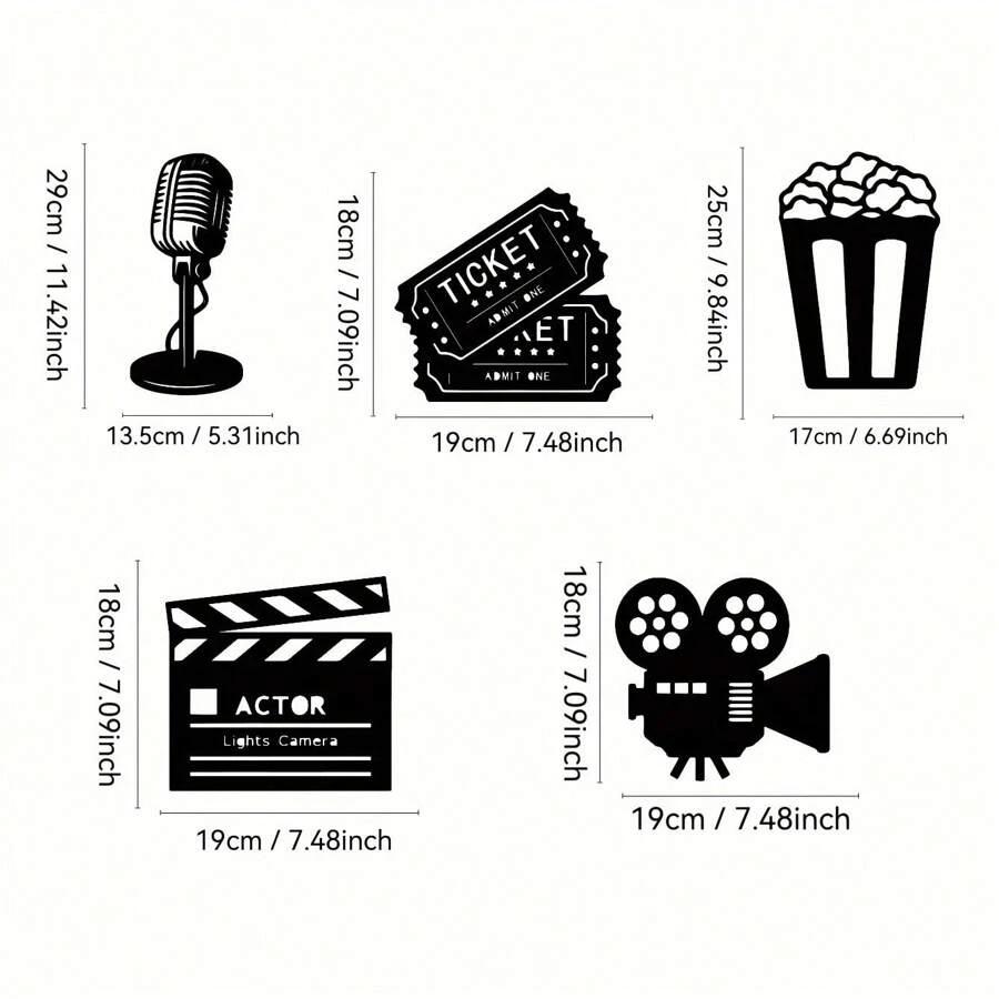 metalowe dekoracje ścienne z motywem filmowym 5-pack