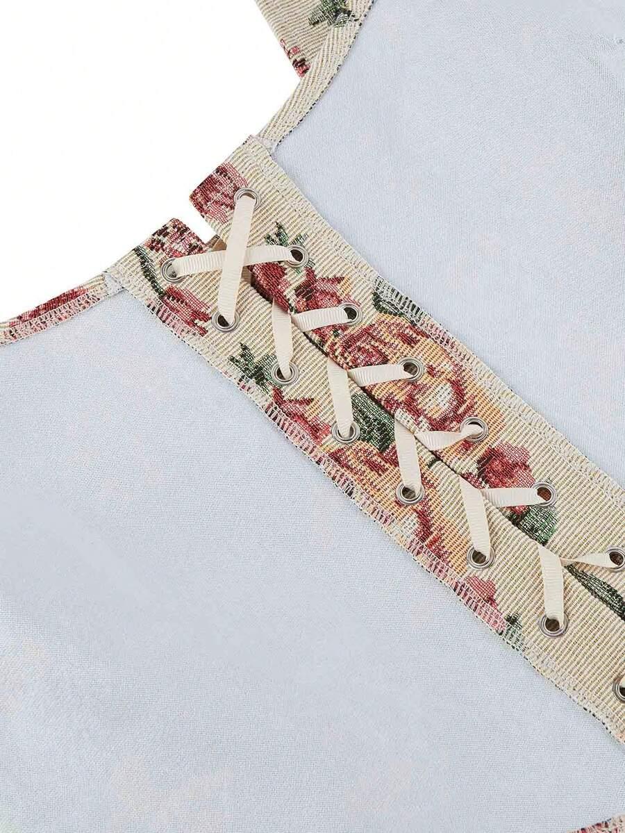 WIĄZANY TOP W KWIATY 