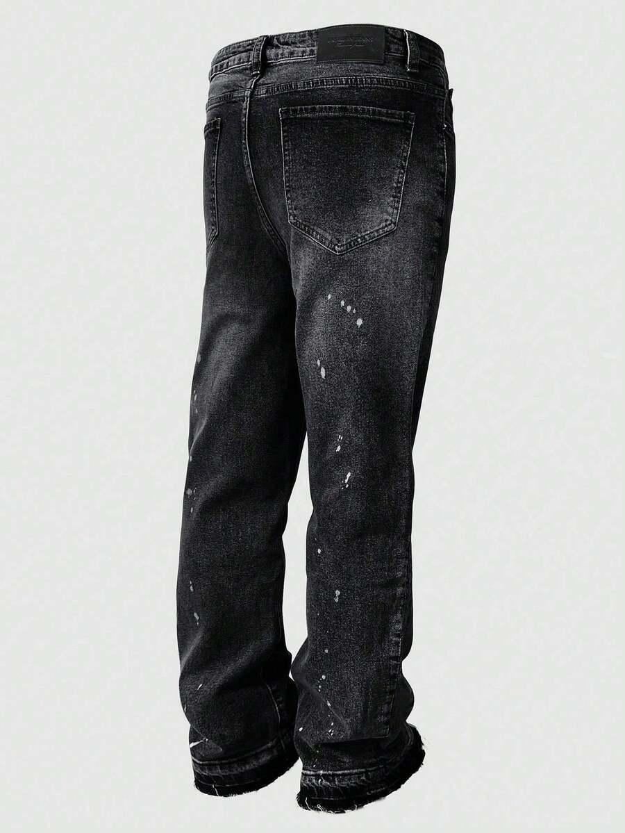 czarne spodnie jeans print
