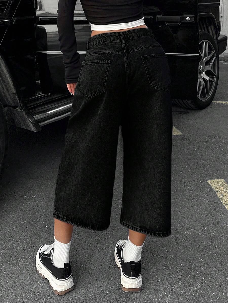 CZARNE SPODENKI JEANS