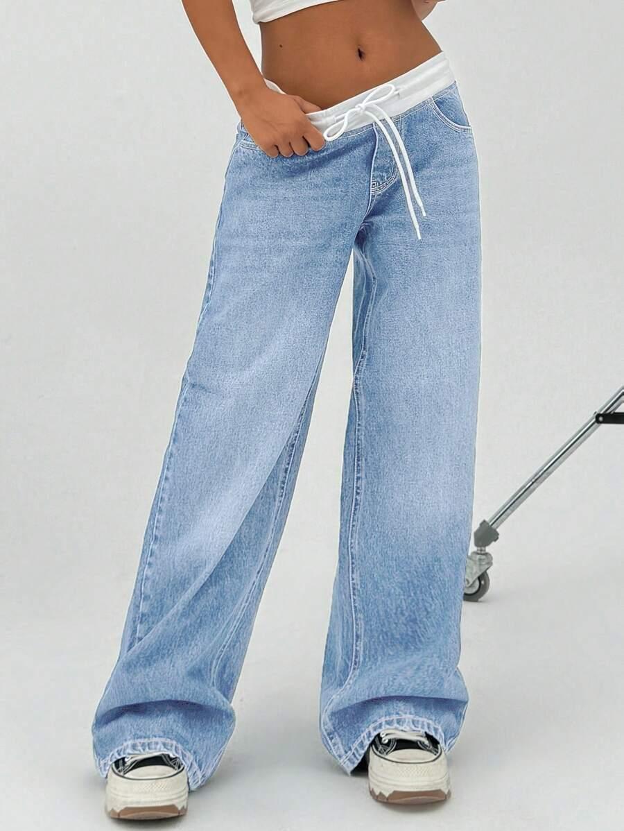 SPODNIE BAGGY JEANS WIĄZANIE