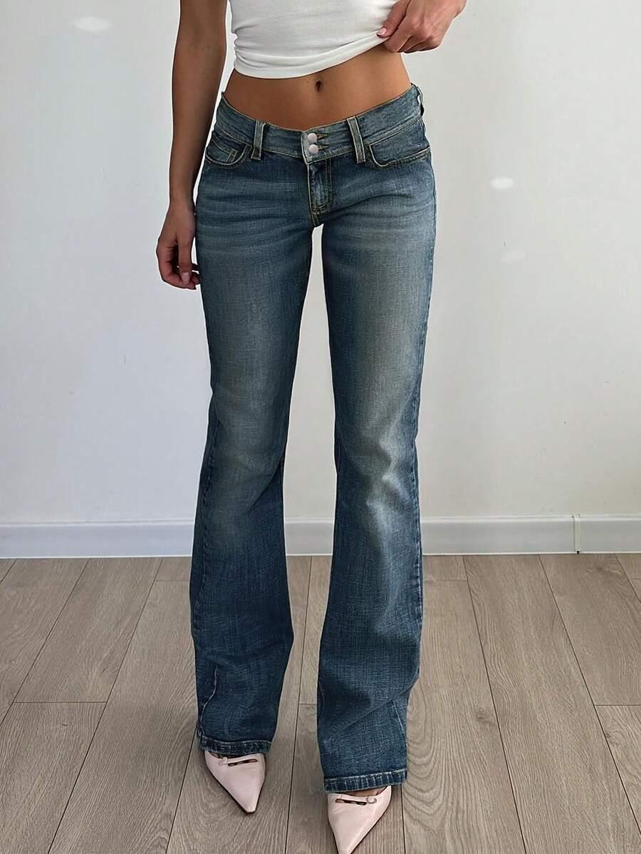 GRANATOWE SPODNIE JEANS