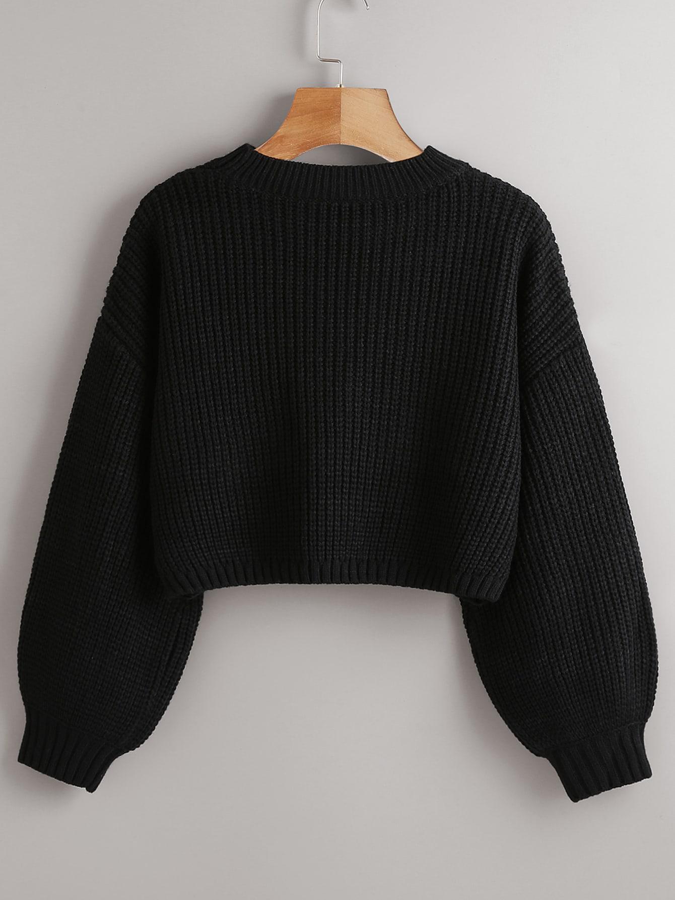czarny krótki sweter 